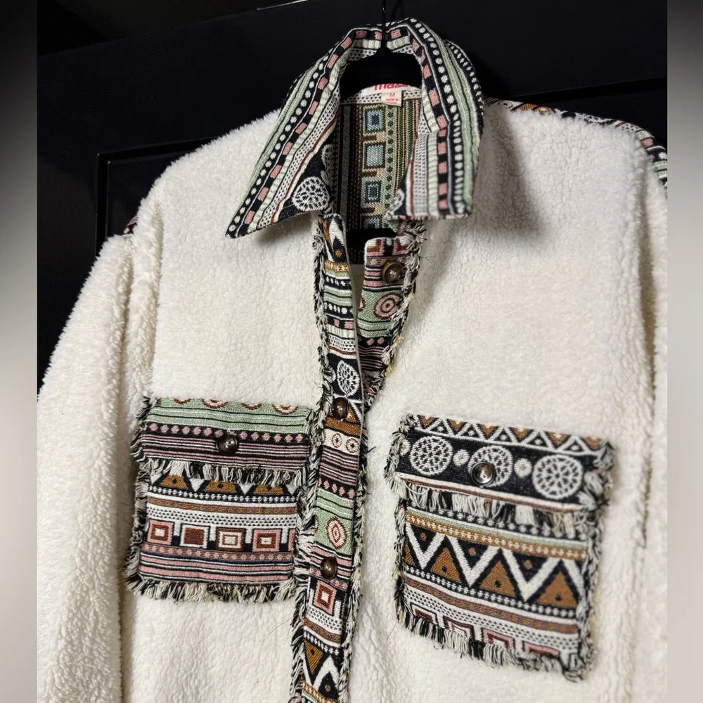 Mazik Cream and Patterned Jacket - Picture 2 of 5
